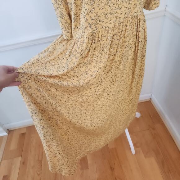 Vtg 90s Moda International Dress Size Large Womens Maxi Yellow Floral Buttonup - Picture 10 of 16